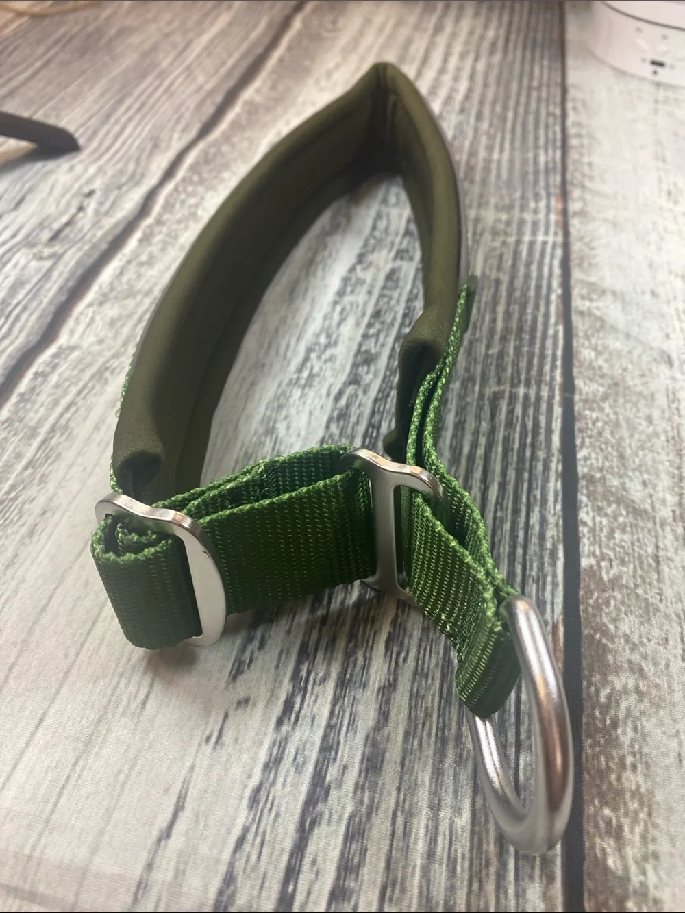 Spark Paws XXL Padded  Dog Collar – Olive Green | Reflective | Heavy Duty SZ E